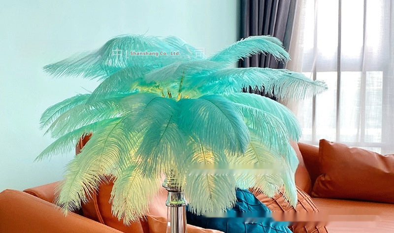 Lampe de Table en plumes véritables, mobilier doux au toucher, lampe décorative pour la maison