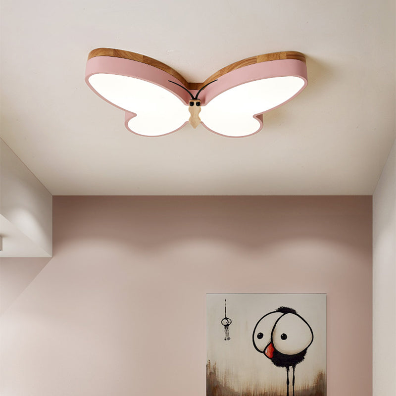 Lampe LED de chambre à coucher papillon Simple et créative nordique, Protection des yeux, dessin animé LED