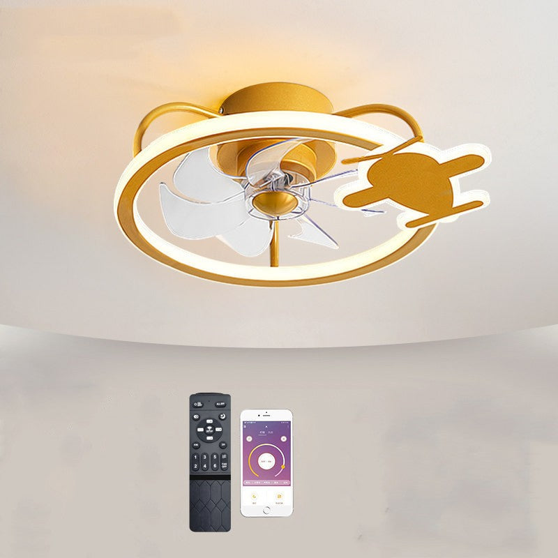 Children's Ceiling Mounted Bedroom Fan Lamp