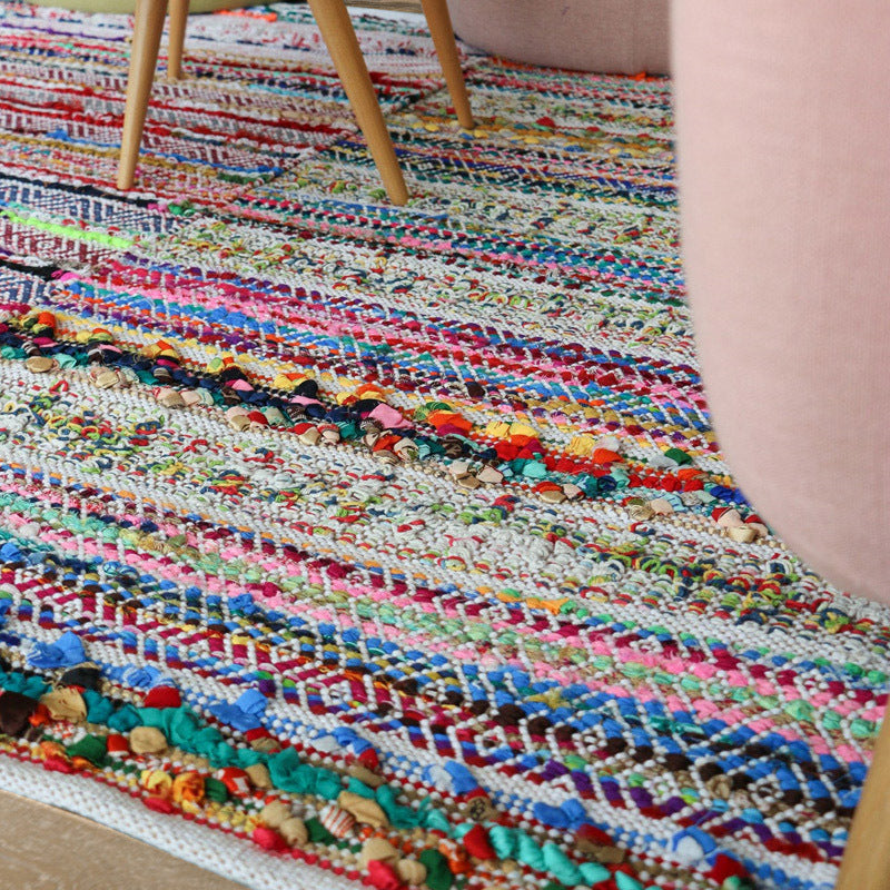 Tapis en coton tissé à la main, couverture de chevet pour salon, chambre à coucher