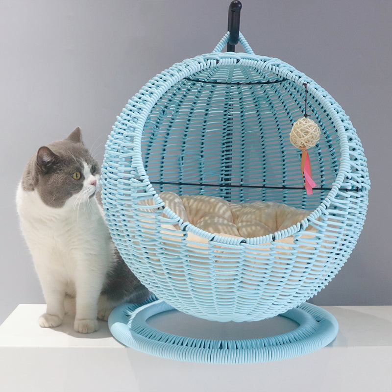 Cesta colgante de ratán para gatos, semicerrada, verano, cuatro estaciones