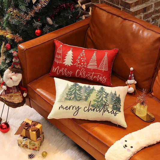 Christmas Simple Linen Pillow Cover Home Sofa Decoration