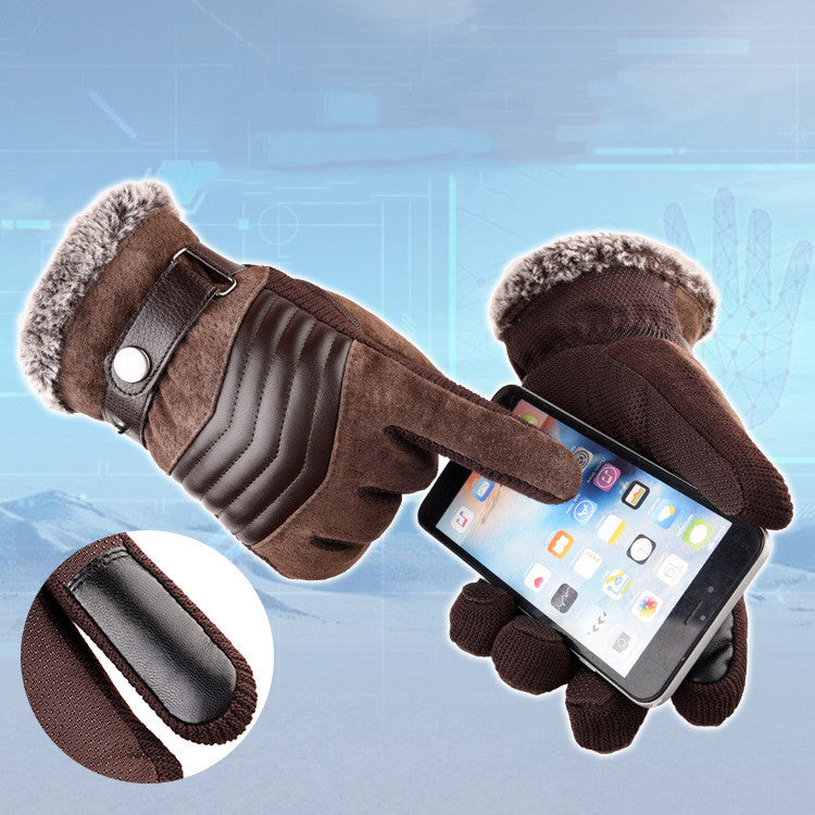 Motorcycle Cold Proof Warm Leather Gloves