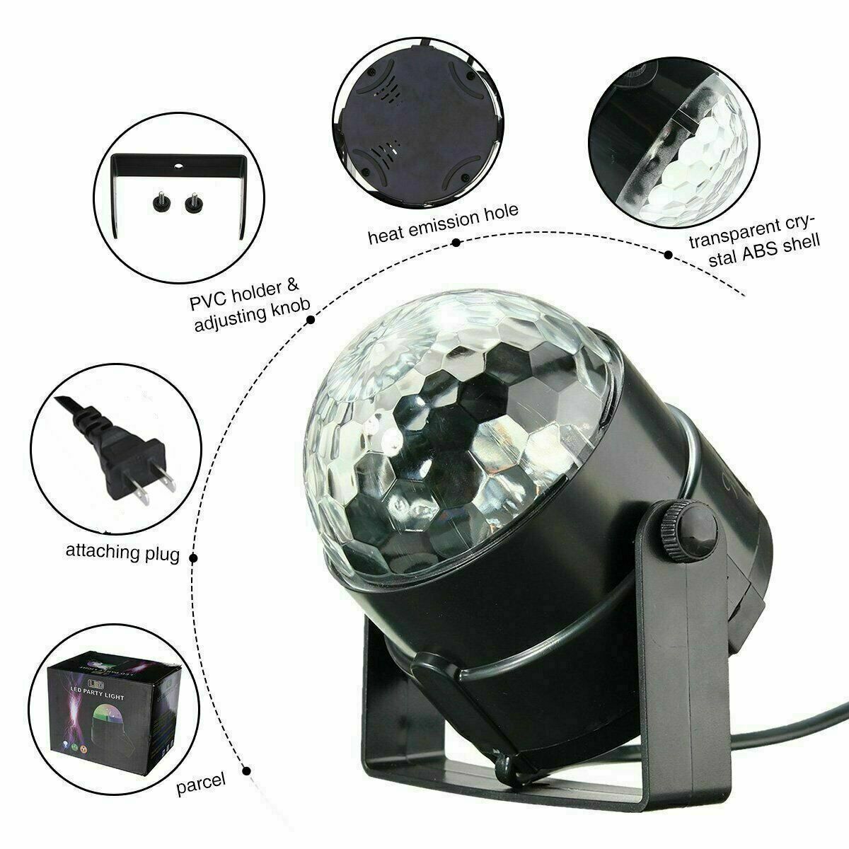 Lumières de fête Disco LED stroboscopique, boule de DJ, ampoule activée par le son, lampe de danse, décoration