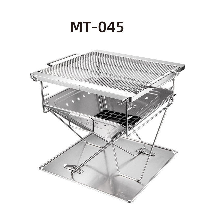 Horno de barbacoa con mesa de fuego plegable de acero inoxidable