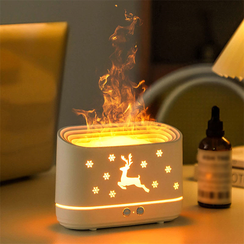 Humidificador difusor de llama de alce, lámpara de ambiente silencioso para el hogar, decoraciones navideñas para el hogar