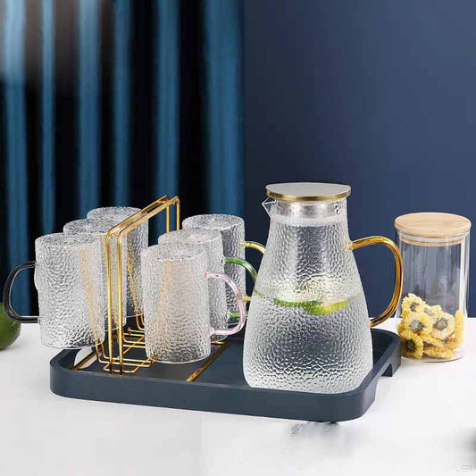 Ensemble de bouteilles d'eau froide en verre martelé Snow Spot