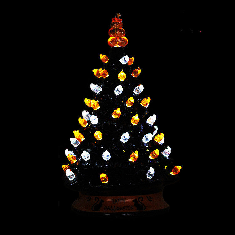 Sapin de Noël en céramique noire à piles pour Halloween