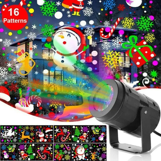 Luces de fiesta navideñas, proyector de copos de nieve, luz LED para escenario, luz giratoria con patrón navideño, iluminación navideña para exteriores, decoración navideña para jardín