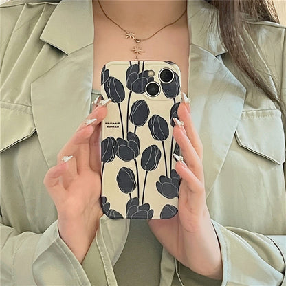 Cold Wind Black Tulip Phone Case Silicone