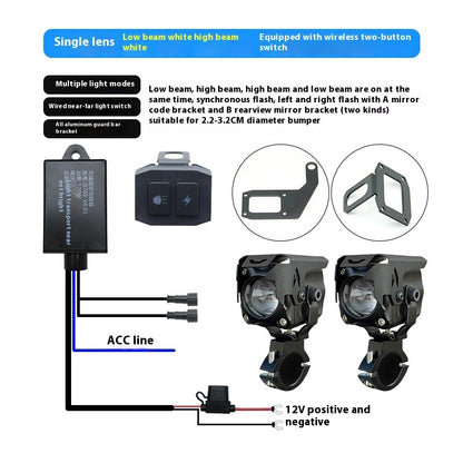 Foco de motocicleta, luz de acento para modificación de coche eléctrico, farola de calle, luz lejana y cercana, LED tangente integrado