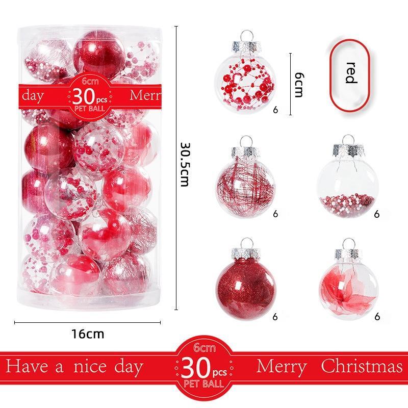 30 Pack Christmas Transparent Plastic Ball Tree Decorations