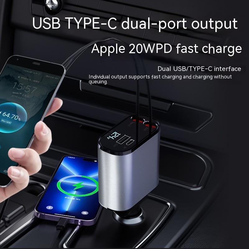 Chargeur de voiture en métal 100W, charge Super rapide, allume-cigare USB et adaptateur TYPE-C