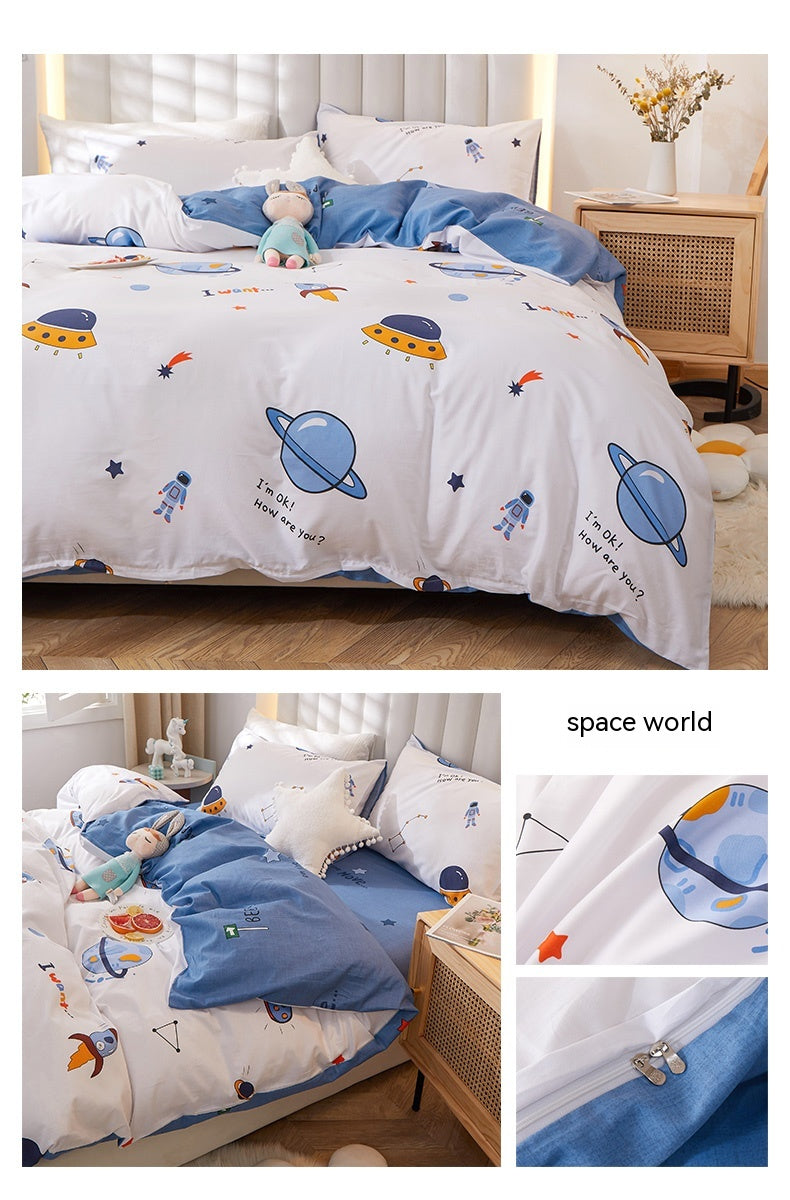 Korean Style Pure Cotton Bedding Set Of Four Pieces