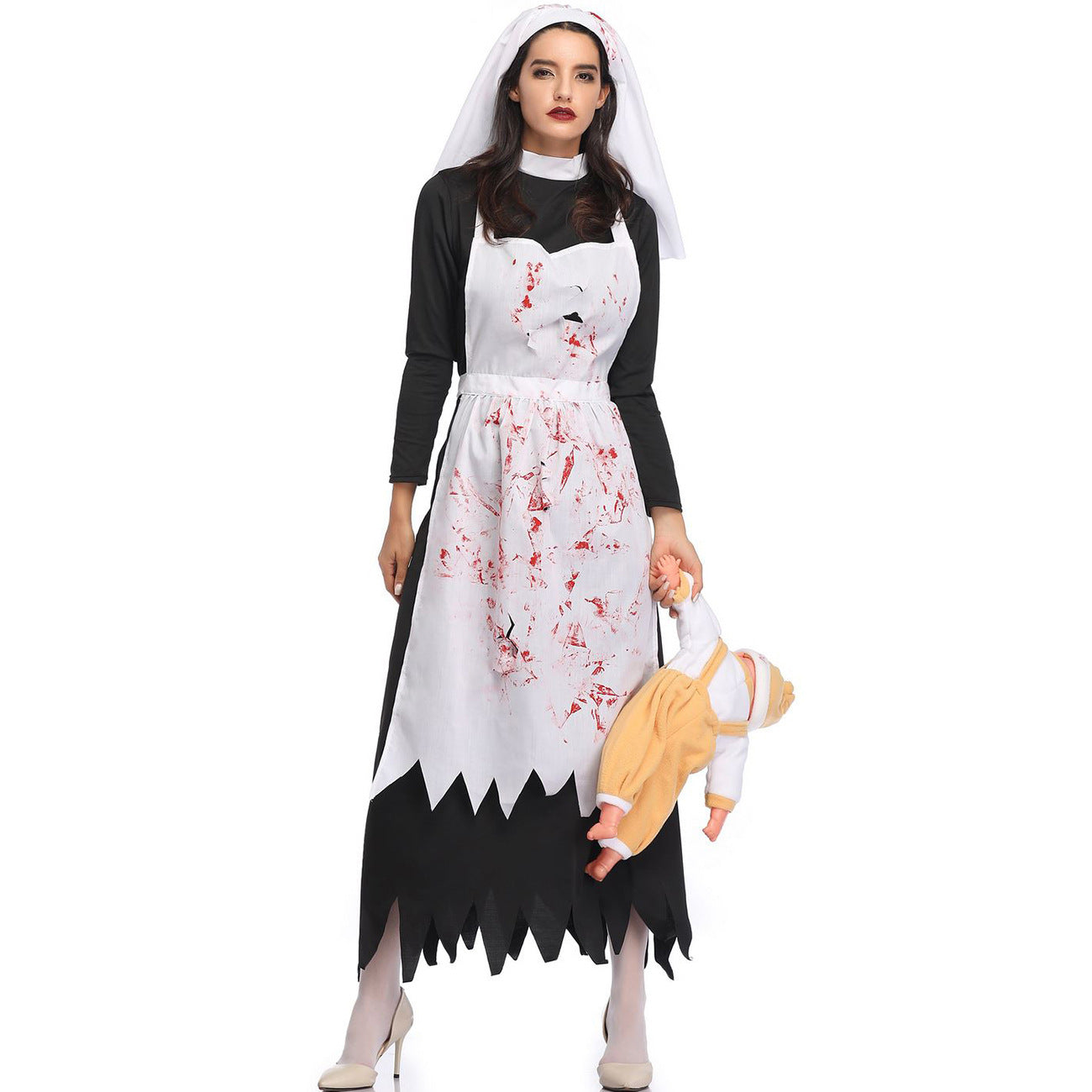 Robe de soirée de vacances Robe de nonne d'Halloween