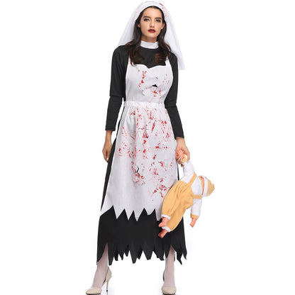 Robe de soirée de vacances Robe de nonne d'Halloween