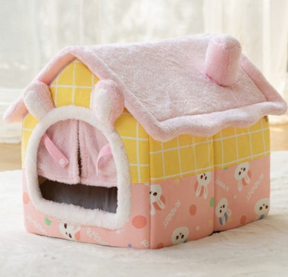 Maison pliable pour chien et chat, lit d'hiver pour chien, niche de sommeil, nid amovible, grotte chaude et fermée, canapé, fournitures pour animaux de compagnie