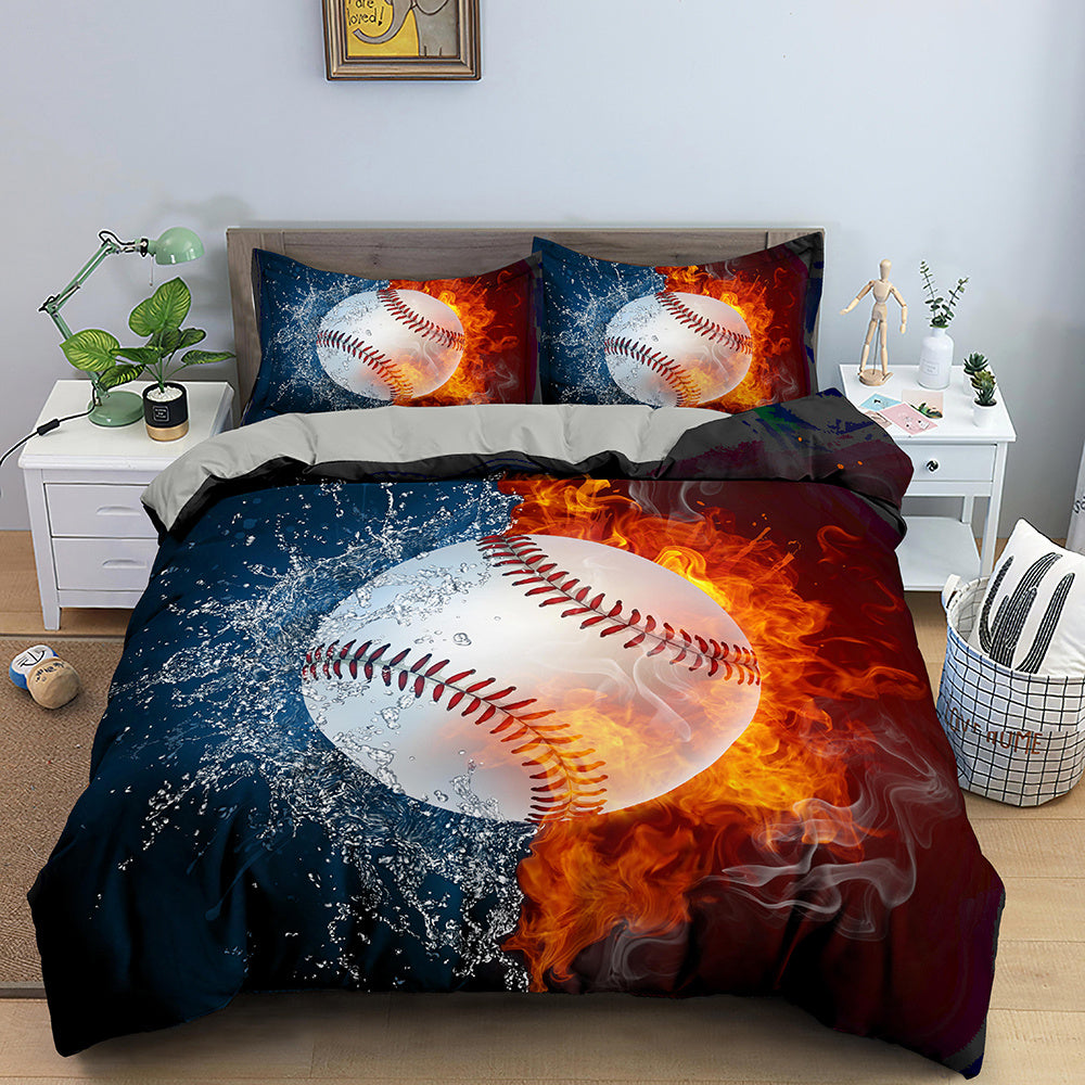 Cross-border Amazon Three-piece Bed Set Home Textile Four-piece Set Basketball Quilt Cover Thick Twill Wish