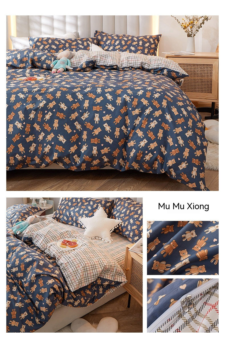 Korean Style Pure Cotton Bedding Set Of Four Pieces