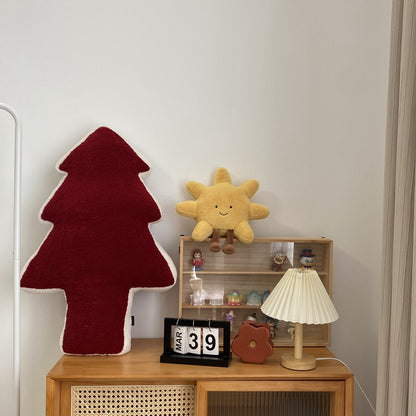 Almohada de peluche grande con forma de árbol de Navidad de pino de algodón para dormir, sofá, almohada lumbar, decoración del hogar, accesorios de fotografía