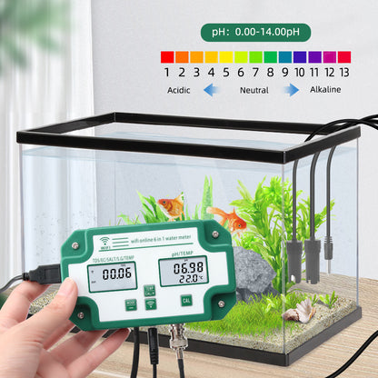 Instrumento de prueba multifunción con WiFi, detección en línea, pantalla Digital, PH, TDS, temperatura, EC, medidor de salinidad a base de ácido