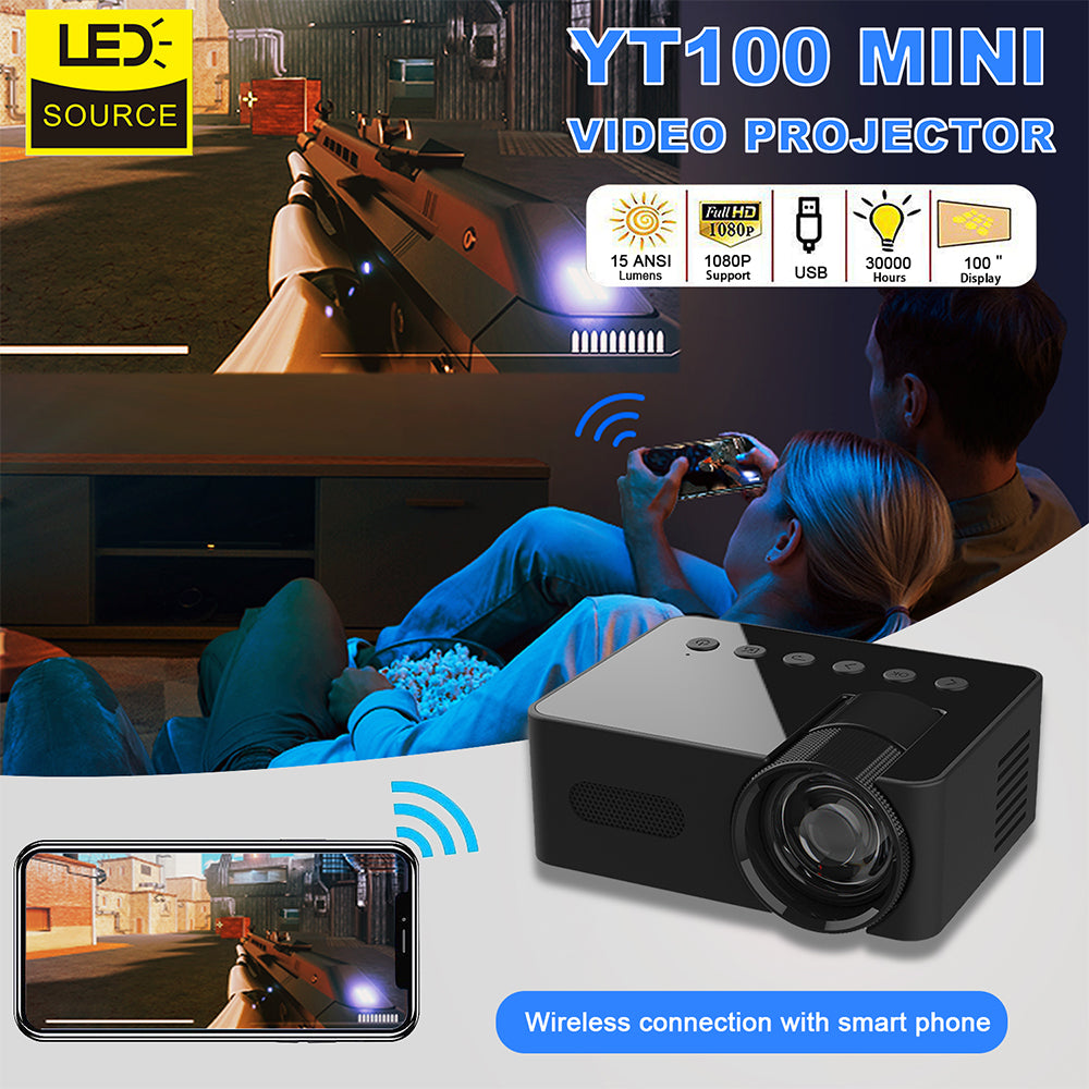 YT100 maison Mini projecteur Portable USB alimentation HD maison petit sans fil même écran Projection de téléphone