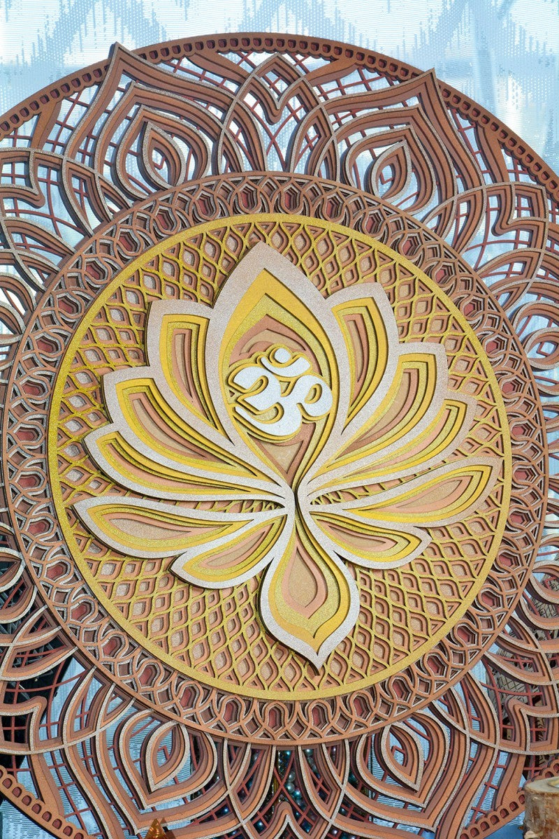 Mandala de madera obra de arte Kundalini Yoga Zen salón de té pintura decorativa