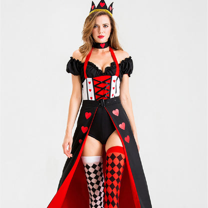 Disfraz de Halloween de reina de corazón de melocotón rojo