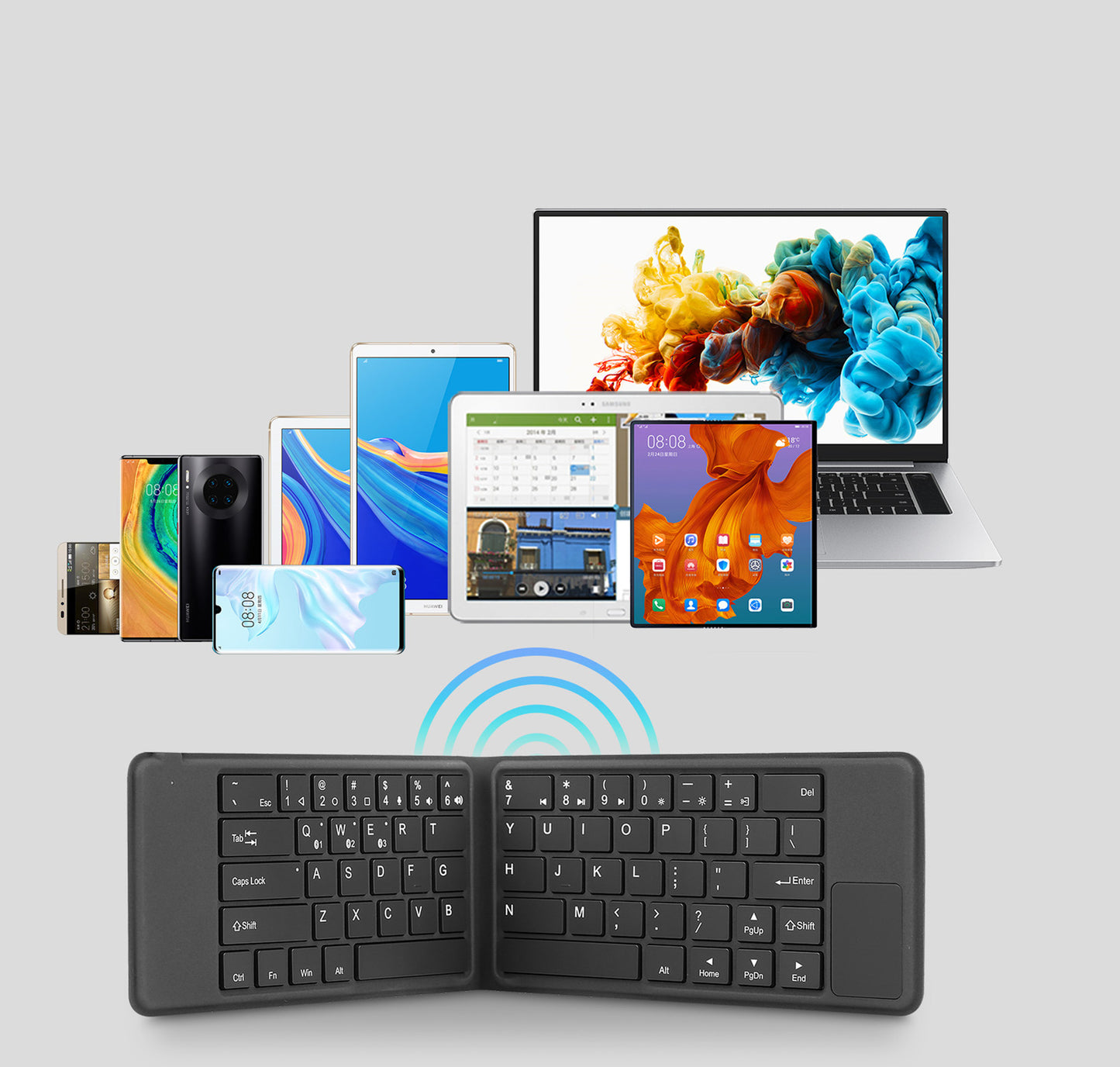 Conexión externa del teclado Bluetooth plegable