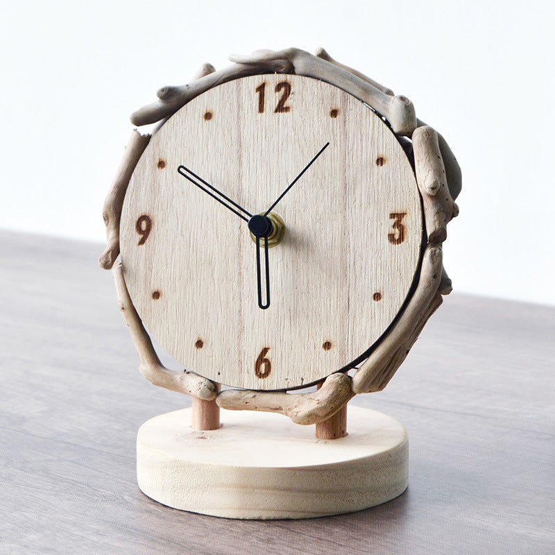 Log Desk Table Clock Living Room Home Simple