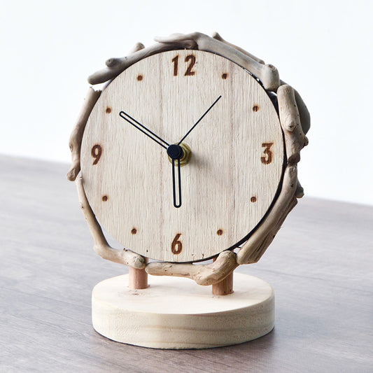 Horloge de Table de bureau en rondins, salon, maison Simple