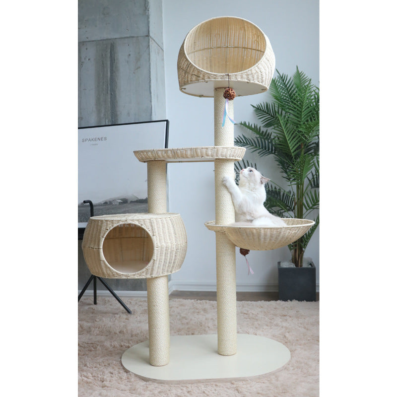 Árbol para gatos integrado de madera maciza multicapa