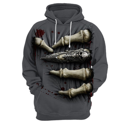 New Halloween Christmas Eve Skull 3D Digital Printed Fashion Brand Men's Pullover Hooded Sweater