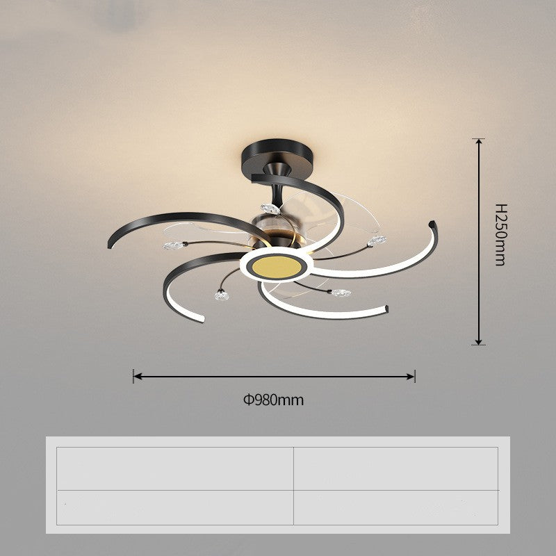 Lámpara de ventilador simple y moderna en la sala de estar