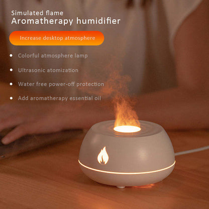 Humidificador de llama, difusor de aromaterapia, humidificador de aire para el hogar con luz de 7 colores, difusor de aceites esenciales con fragancia para habitación USB de 130ML