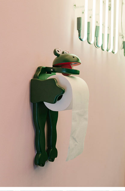 Quack Porte-rouleau de papier Grenouille Porte-mouchoirs Toilettes en bois massif