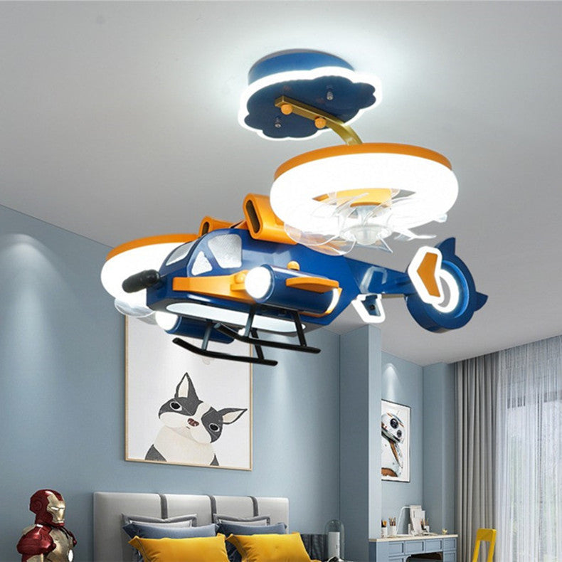 Dormitorio de habitación grande Smart Fighter Boy con luz de ventilador