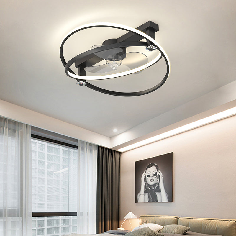 Ventilateur de plafond LED moderne avec lumière télécommande salon salle à manger