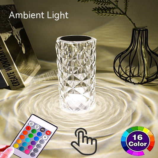 Lámpara De Rosa De Cristal Atmósfera Lámpara De Mesa Led Creativa