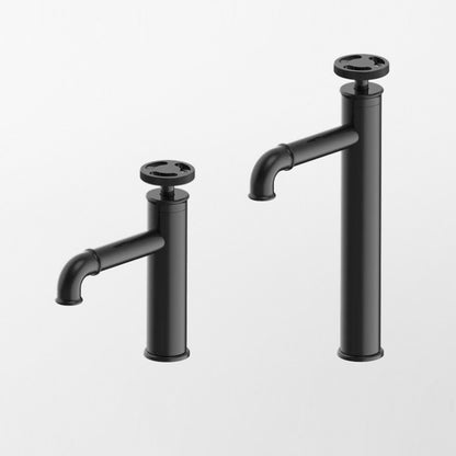 Grifo de baño estilo industrial, mango redondo de cobre antiguo negro