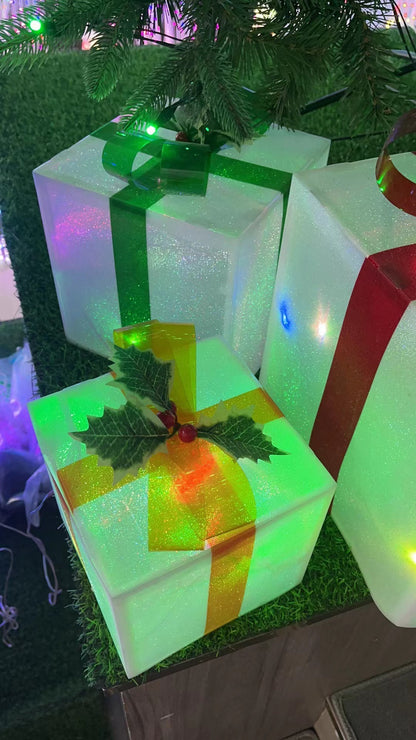 Caja de regalo de Navidad con luz mágica que cambia de color RGB