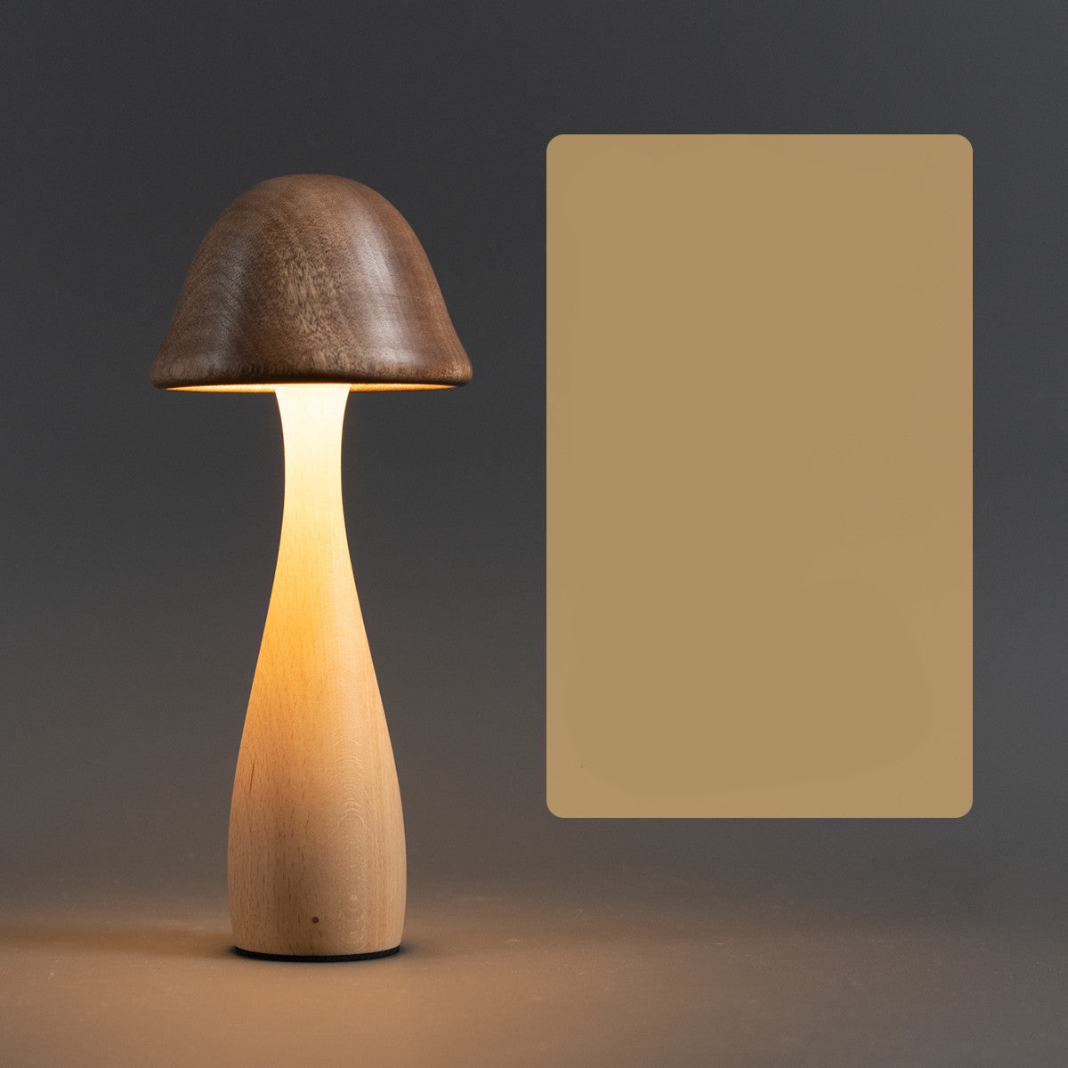 Lampe de table en bois massif champignon à gradation tactile