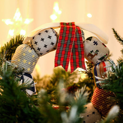 Corona navideña colgante con lazos y letrero para puerta, árbol de Navidad