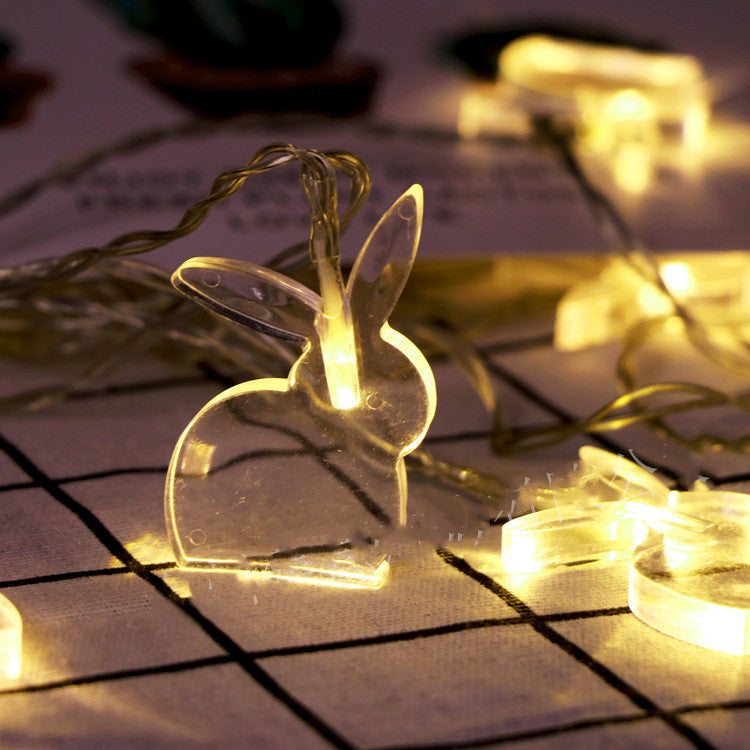 Guirlandes lumineuses décoratives en fil transparent à LED, lapin de pâques, animaux