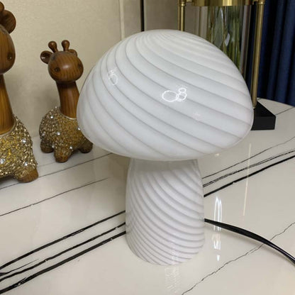 INS Girl Glass Mushroom Table Lamp In Bedroom