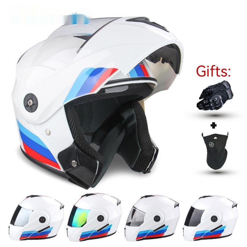 Casco de motocicleta para hombres y mujeres expuestos con doble lente de motocicleta eléctrica