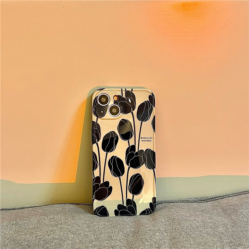 Funda de silicona para teléfono Cold Wind Black Tulip