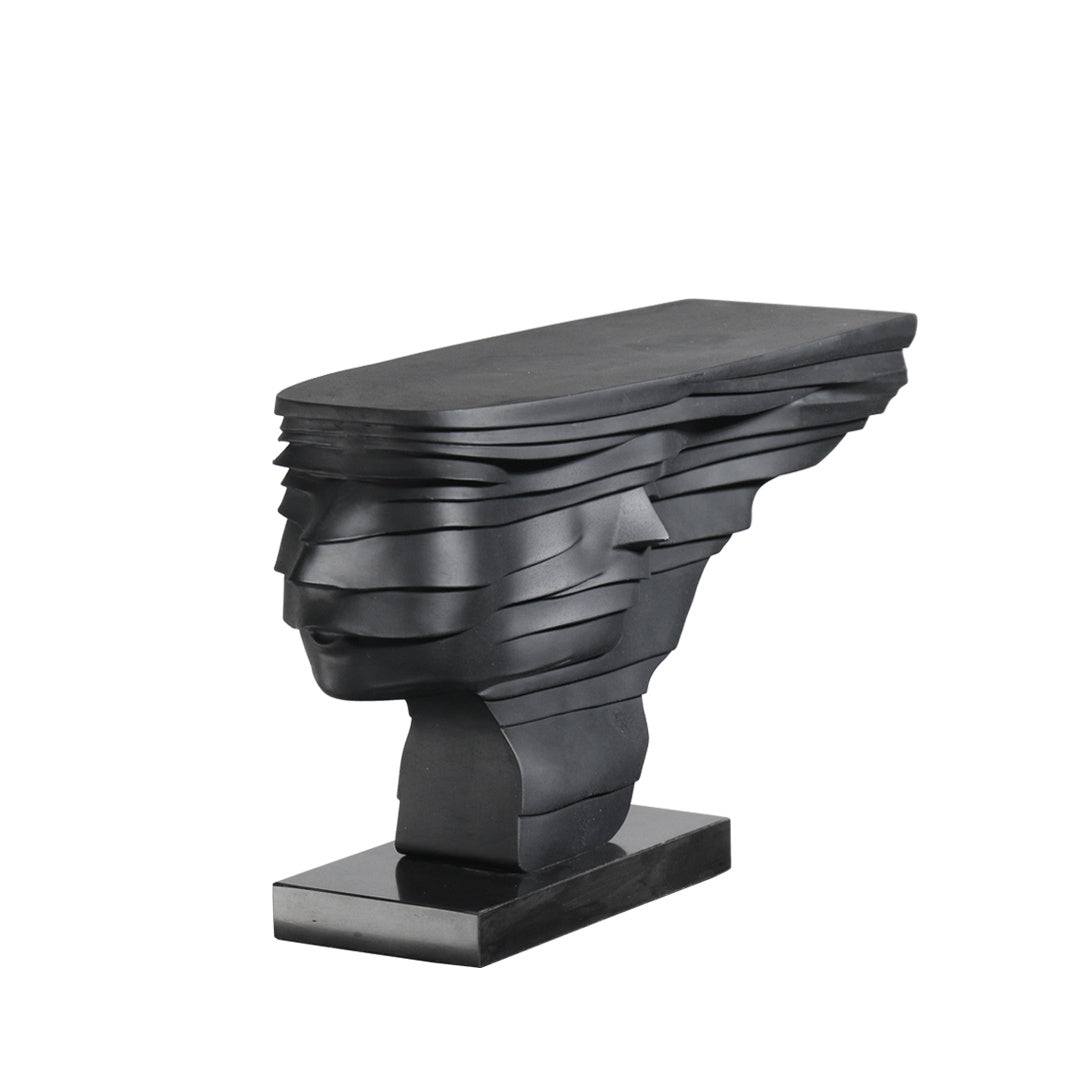 Figura abstracta moderna, escultura negra de doble cara, decoración, adorno suave