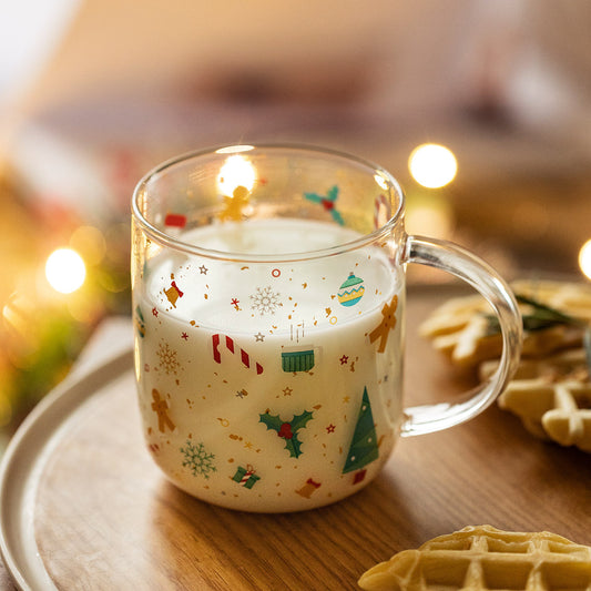 Vaso navideño para desayuno casero, gran capacidad, con asa