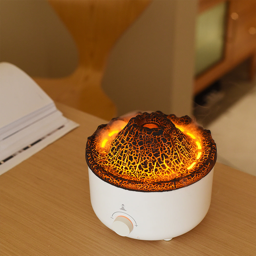 Muet de nouveau petit humidificateur de volcan à flamme simulée humidificateur de flamme diffuseur de volcan décorations pour la maison